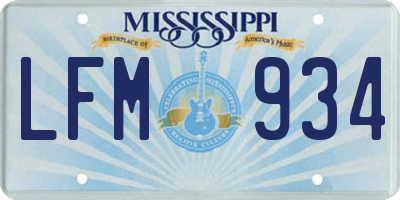 MS license plate LFM934