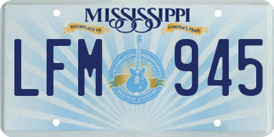 MS license plate LFM945