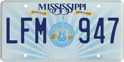 MS license plate LFM947