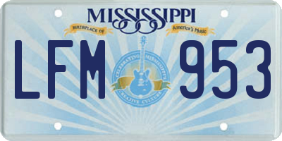 MS license plate LFM953