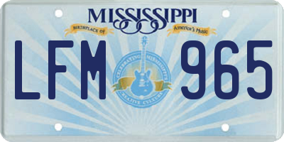 MS license plate LFM965