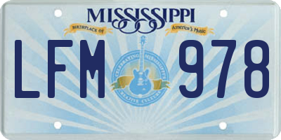 MS license plate LFM978