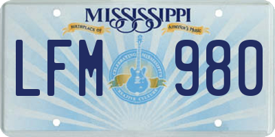 MS license plate LFM980