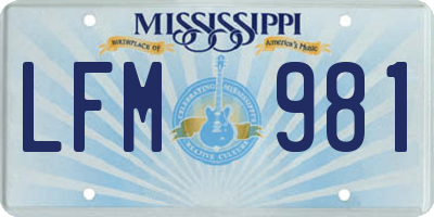 MS license plate LFM981