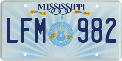 MS license plate LFM982