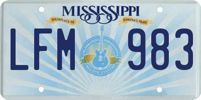 MS license plate LFM983