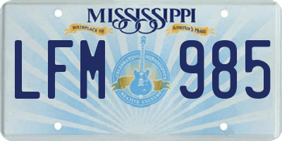 MS license plate LFM985