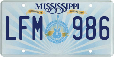 MS license plate LFM986