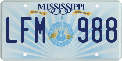 MS license plate LFM988