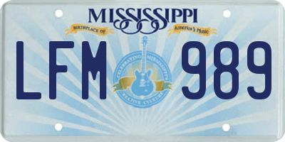 MS license plate LFM989