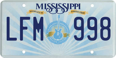 MS license plate LFM998