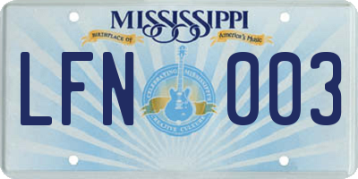 MS license plate LFN003