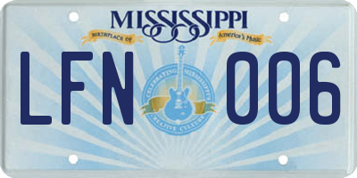 MS license plate LFN006