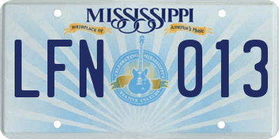 MS license plate LFN013