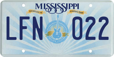 MS license plate LFN022