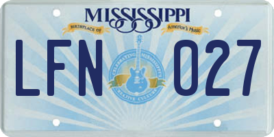 MS license plate LFN027
