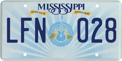 MS license plate LFN028