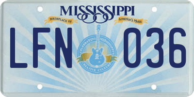MS license plate LFN036