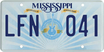 MS license plate LFN041