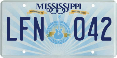 MS license plate LFN042