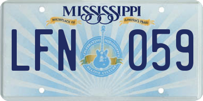 MS license plate LFN059