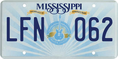 MS license plate LFN062