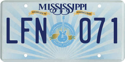MS license plate LFN071