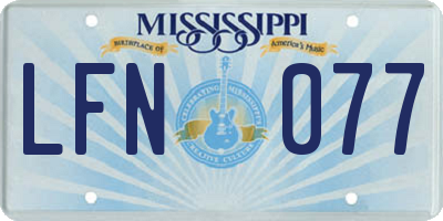 MS license plate LFN077