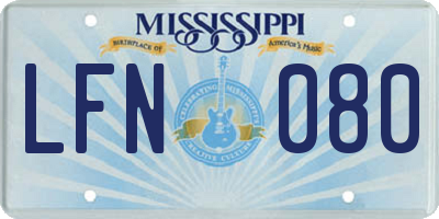 MS license plate LFN080