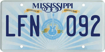 MS license plate LFN092