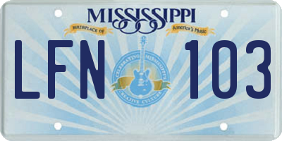 MS license plate LFN103