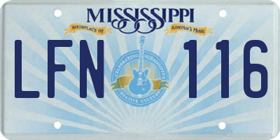 MS license plate LFN116