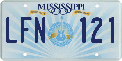 MS license plate LFN121