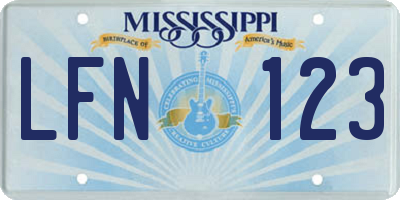 MS license plate LFN123