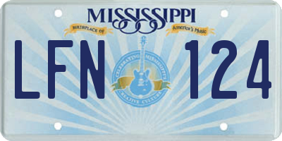 MS license plate LFN124