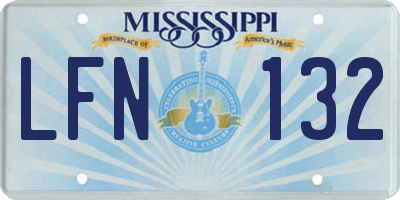 MS license plate LFN132