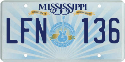 MS license plate LFN136