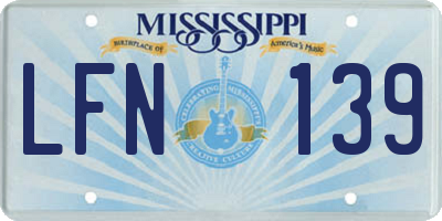 MS license plate LFN139