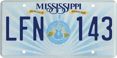 MS license plate LFN143