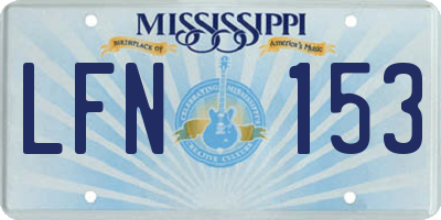 MS license plate LFN153