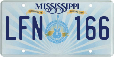 MS license plate LFN166