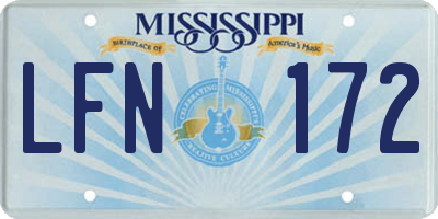 MS license plate LFN172
