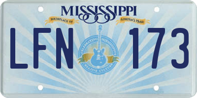 MS license plate LFN173
