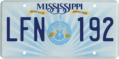 MS license plate LFN192