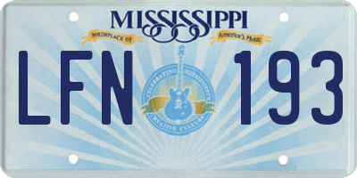 MS license plate LFN193