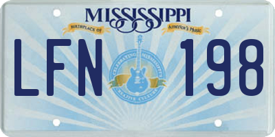 MS license plate LFN198