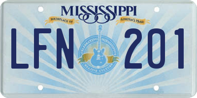 MS license plate LFN201