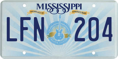 MS license plate LFN204