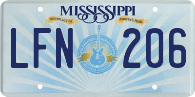 MS license plate LFN206