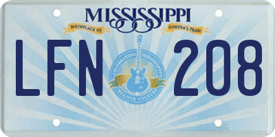 MS license plate LFN208